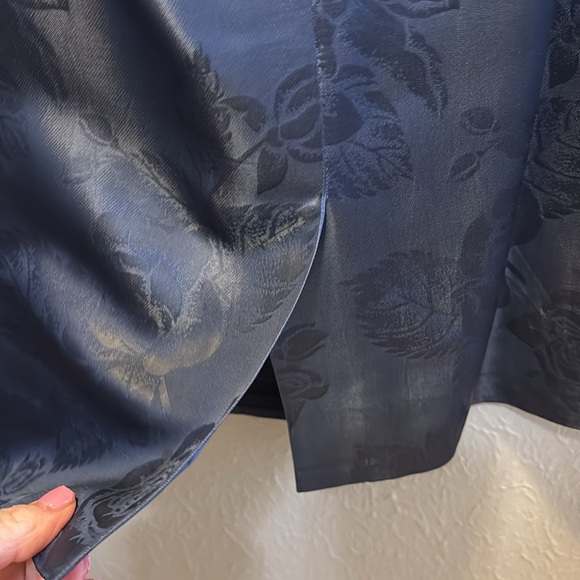 DESIGNER Vintage Yves Saint Laurent Suit Jacket Skirt Blue Brocade Women’s 12 - Picture 10 of 10